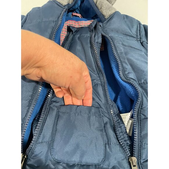 Ben Sherman Baby Boys Hooded Puffer Jacket 3/6 Months Blue & Gray Polyester - Picture 3 of 11